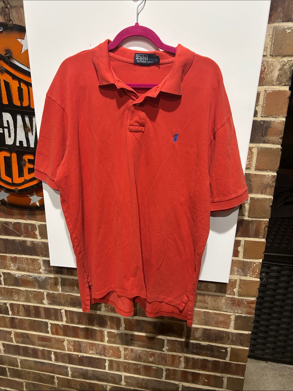Polo by Ralph Lauren Orange-Red Short Sleeve Polo with Blue Logo